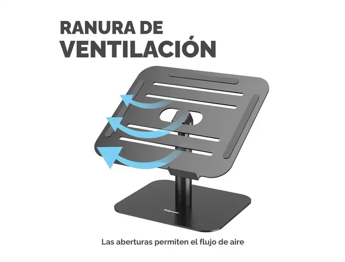 Fellowes Soporte para Portátil Aluminia Negro, Peana Ergonómica Ajustable, 280x245x65 mm