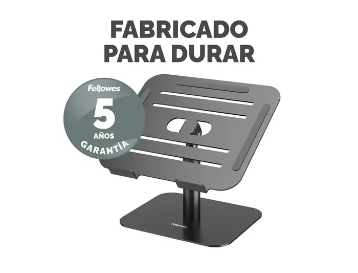 Fellowes Soporte para Portátil Aluminia Negro, Peana Ergonómica Ajustable, 280x245x65 mm