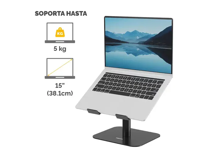 Fellowes Soporte para Portátil Aluminia Negro, Peana Ergonómica Ajustable, 280x245x65 mm