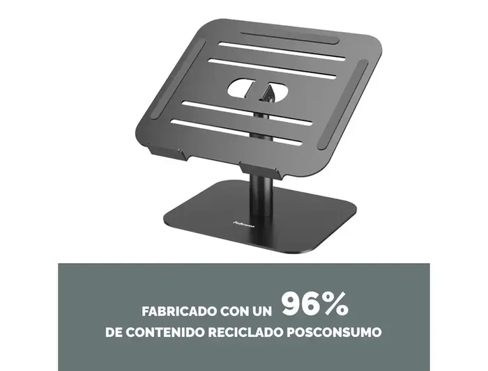 Fellowes Soporte para Portátil Aluminia Negro, Peana Ergonómica Ajustable, 280x245x65 mm