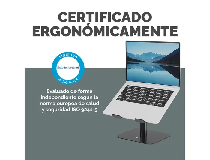 Fellowes Soporte para Portátil Aluminia Negro, Peana Ergonómica Ajustable, 280x245x65 mm