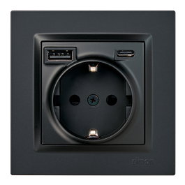 Simon Base enchufe Schuko + USB A + C 10,5 W 16 A 250 V~ Negro mate
