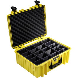 B&W Outdoor Case Type 6000 Amarillo con insertos de partición acolchados