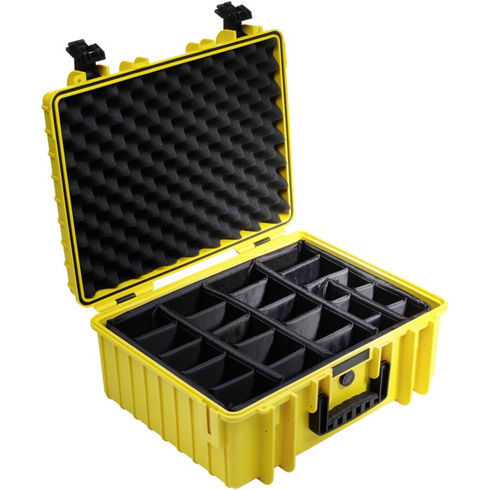 B&W Outdoor Case Type 6000 Amarillo con insertos de partición acolchados B&W Outdoor Case Type 6000 Amarillo con insertos de partición acolchados