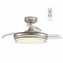 Cristalrecord Moss Mini Ventilador de techo LED con aspas retráctiles, Níquel