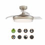 Cristalrecord Moss Mini Ventilador de techo LED con aspas retráctiles, Níquel