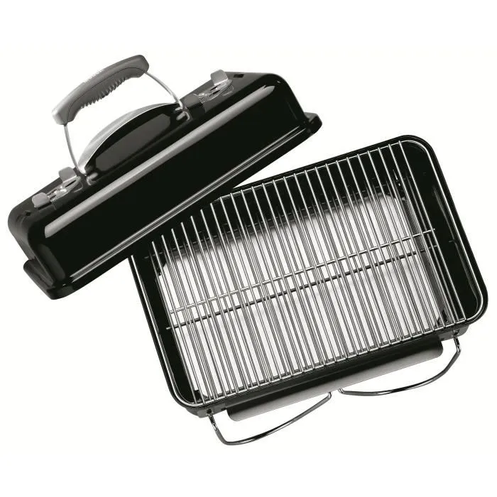 Weber Barbacoa de Carbón Go-Anywhere Charcoal - Portátil, Acero Cromado Negro, para 4 Personas, Sistema de Bloqueo para Transporte