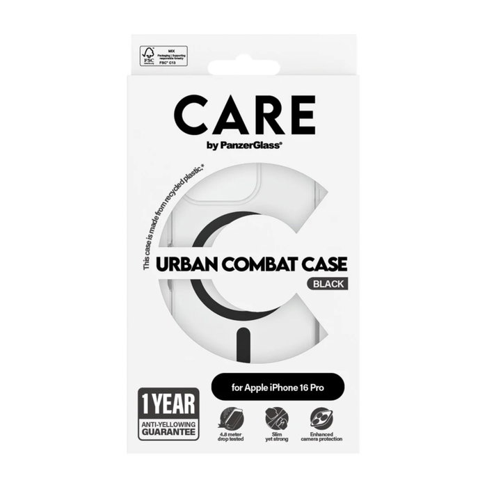 Care CARE by PanzerGlass Flagship Case Urban Combat Transparente / Negro MagSafe para iPhone 16 Pro Care CARE by PanzerGlass Flagship Case Urban Combat Transparente / Negro MagSafe para iPhone 16 Pro