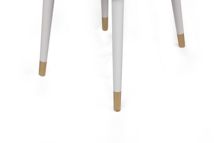 Hanah Home Hugo-407 V4 Juego de 4 Sillas de Comedor Salón Terciopelo Metal Madera Carpe Crema Blanco Dorado Elegante 50x90x49cm