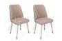 Hanah Home Hugo-407 V4 Juego de 4 Sillas de Comedor Salón Terciopelo Metal Madera Carpe Crema Blanco Dorado Elegante 50x90x49cm