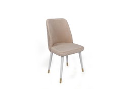 Hanah Home Hugo-407 V4 Juego de 4 Sillas de Comedor Salón Terciopelo Metal Madera Carpe Crema Blanco Dorado Elegante 50x90x49cm