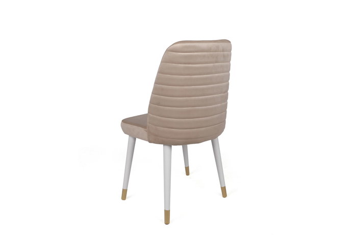 Hanah Home Hugo-407 V4 Juego de 4 Sillas de Comedor Salón Terciopelo Metal Madera Carpe Crema Blanco Dorado Elegante 50x90x49cm