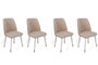 Hanah Home Hugo-407 V4 Juego de 4 Sillas de Comedor Salón Terciopelo Metal Madera Carpe Crema Blanco Dorado Elegante 50x90x49cm