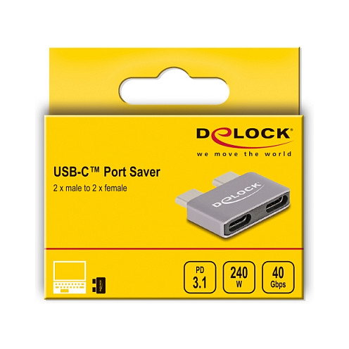 DeLOCK Adaptador USB Type-C 40 Gbps 2 x Macho a 2 x Hembra Negro