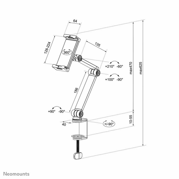 Neomounts DS15-545WH1 Soporte para Tableta con Abrazadera de Escritorio Blanco