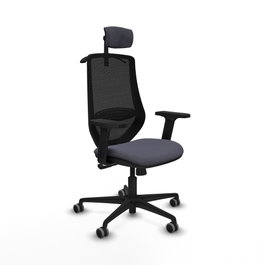 PIQUERAS Y CRESPO Silla de oficina Mardos con mecanismo Sincro, Gris oscuro y Negro