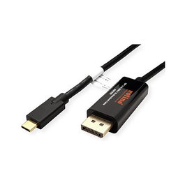 ROLINE ADAPTERKBL.BIDIREKTIONAL 11.04.5958 Adaptador USB-C a DisplayPort 1.2, 4K 60Hz, USB 3.1 Gen 1, Cable 2 m, Negro