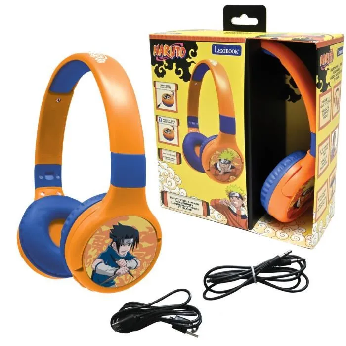 Lexibook Auriculares 2 en 1 con cable y Bluetooth LEX3380743090887 Naruto cómodos y plegables con limitación de sonido Lexibook Auriculares 2 en 1 con cable y Bluetooth LEX3380743090887 Naruto cómodos y plegables con limitación de sonido
