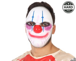 Máscara Payaso Asesino de PVC - Detalles en Rojo y Azul para Disfraces de Halloween y Casas del Terror