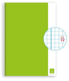 Bloc Escolofi Basic Tapa Dura A4 80H Cuadric.4X4 80G Con Margen Verde Claro (Set de 5)