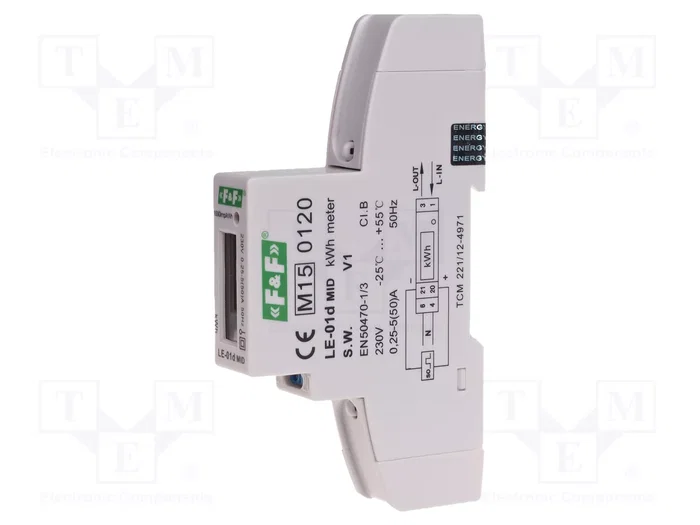 F&F Contador Digital Monofásico para Raíl DIN 5A