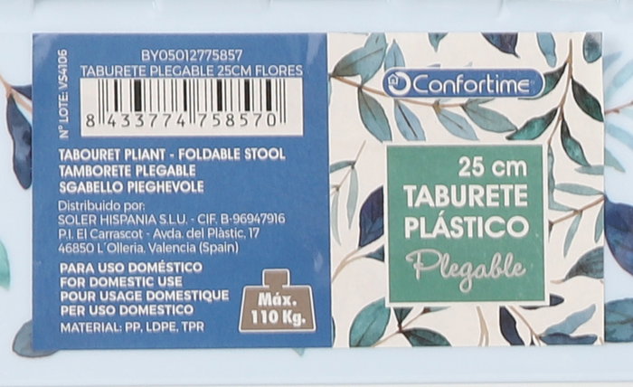 Confortime Taburete Plegable 25 cm Flores (6 Unidades)