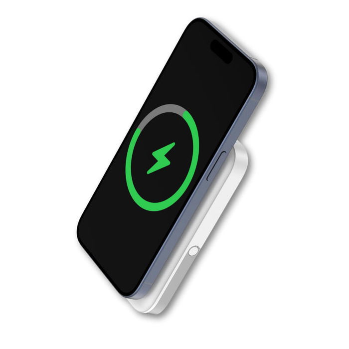 Qcharx Atlas Power Bank Inalámbrico Magnético 10000 mAh - Carga Rápida 20W por Cable y 15W Qi, Doble Carga Simultánea, Compatible con MagSafe, iPhone, Samsung, Xiaomi, Blanco