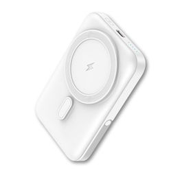 Qcharx Atlas Power Bank Inalámbrico Magnético 10000 mAh - Carga Rápida 20W por Cable y 15W Qi, Doble Carga Simultánea, Compatible con MagSafe, iPhone, Samsung, Xiaomi, Blanco