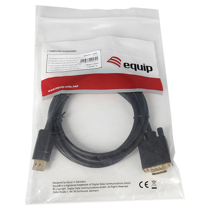 Equip Cable DisplayPort a VGA (HD15) macho, 2,0 m
