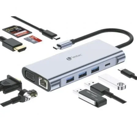 Leotec Docking Station 11 en 1 USB-C PD100 3xUSB 3.0 1xUSB-C HDMI VGA RJ45 SD Micro SD Leotec Docking Station 11 en 1 USB-C PD100 3xUSB 3.0 1xUSB-C HDMI VGA RJ45 SD Micro SD