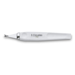 Tres Claveles Cortacutículas Inox. 10 cm. Blanco Mango Poliestireno