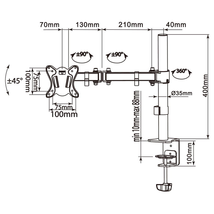 EQUIP Soporte de sobremesa articulado para monitor 13-27 pulgadas