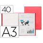 Liderpapel Carpeta Escaparate DIN A3 Rojo Translúcido con 40 Fundas
