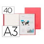 Liderpapel Carpeta Escaparate DIN A3 Rojo Translúcido con 40 Fundas