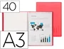 Liderpapel Carpeta Escaparate DIN A3 Rojo Translúcido con 40 Fundas