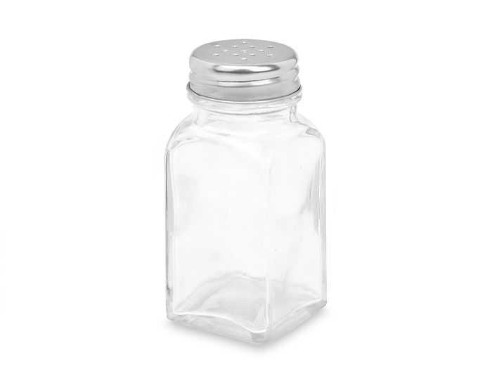 Vivalto Salero de Cristal Cuadrado con Tapa de Metal, 4x9x4 cm, Transparente - Válido para Expositor (Set de 48)