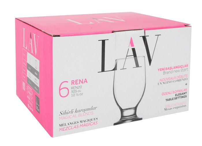 Lav Set 6 Vasos-Copas Agua 305Cc Colección Rena (8 Cajas)