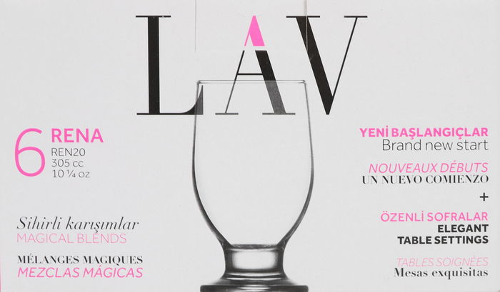 Lav Set 6 Vasos-Copas Agua 305Cc Colección Rena (8 Cajas)