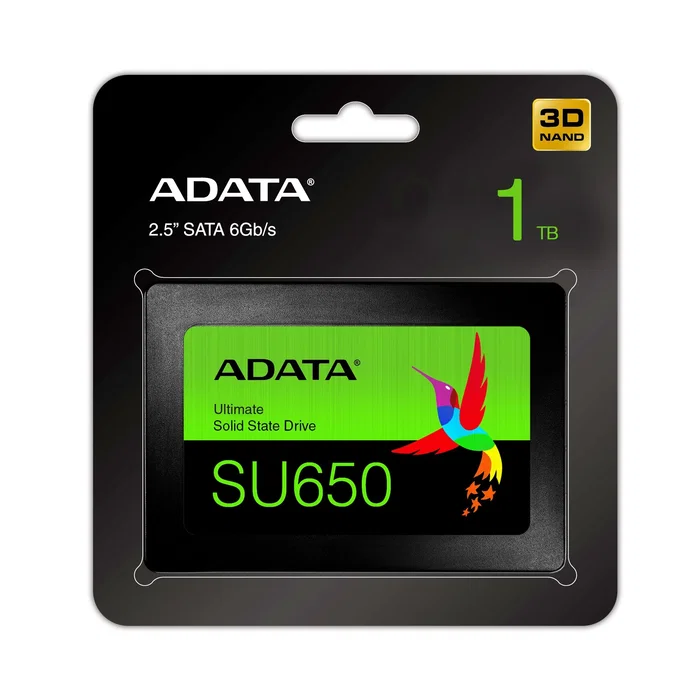 ADATA SU650 1TB SSD 2.5" SATA III - 520 MB/s Lectura, 450 MB/s Escritura - 3D NAND, Hardware Encryption, ECC - Disco Duro Sólido para PC