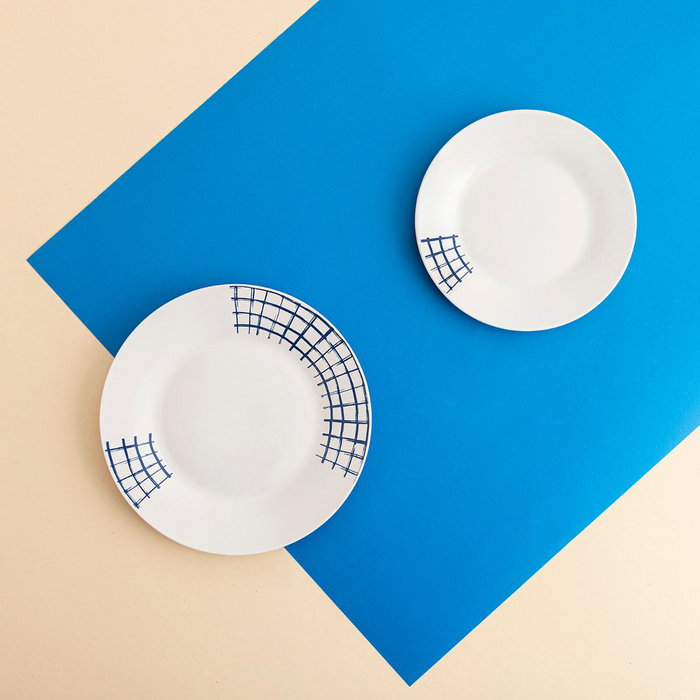 Quid Vajilla Kansas de Porcelana Azul, 18 Piezas para 6 Personas
