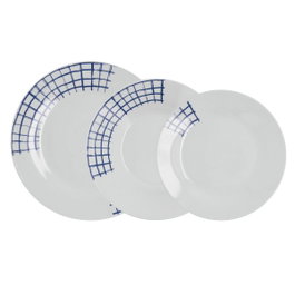 Quid Vajilla Kansas de Porcelana Azul, 18 Piezas para 6 Personas