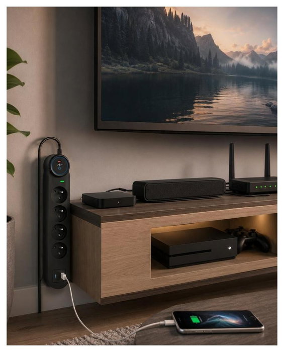 Art FU915 Regleta con 4 tomas 16A y USB A+C 3.4A Art FU915 Regleta con 4 tomas 16A y USB A+C 3.4A