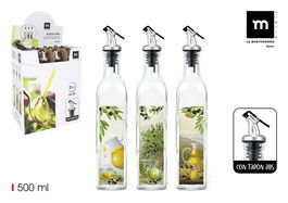 Anna Aceitera de Vidrio 500ml con Tapa 5,8 cm (Ancho) x 5,8 cm (Largo) x 30,5 cm (Alto) (12 Unidades)