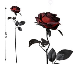 Atosa Flor Decorativa Negra y Roja de 50 cm con Estilo Gótico