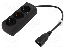 JONEX Cable de alimentación H05VV-F 3x1mm2 con CEE 7/3 (F) y IEC C14 macho, 0,3m