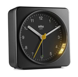 Braun BC-03-B Reloj Despertador Clásico Analógico Negro con Movimiento Silencioso y Agujas Luminosas