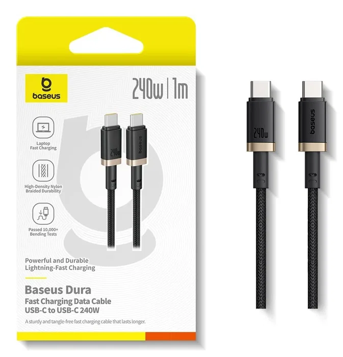 Baseus Dura Cable de Carga Rápida USB-C a USB-C 240W 1m Oro/Negro