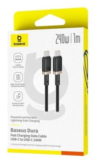 Baseus Dura Cable de Carga Rápida USB-C a USB-C 240W 1m Oro/Negro