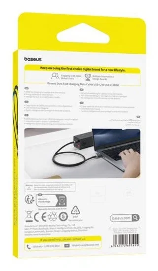 Baseus Dura Cable de Carga Rápida USB-C a USB-C 240W 1m Oro/Negro