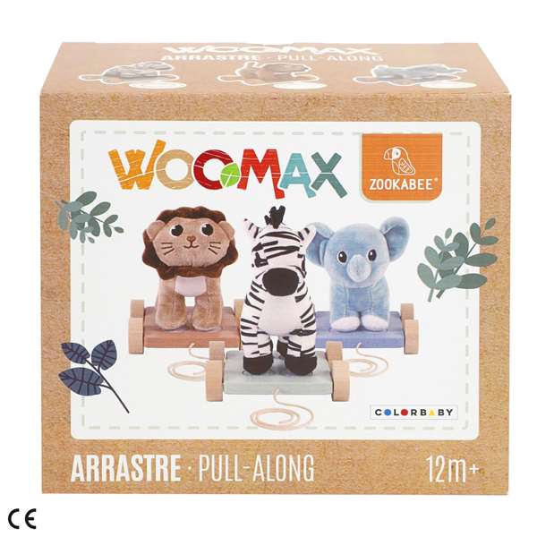 Woomax Peluche Animales Arrastre de Madera Modelos Surtidos para 12 Meses